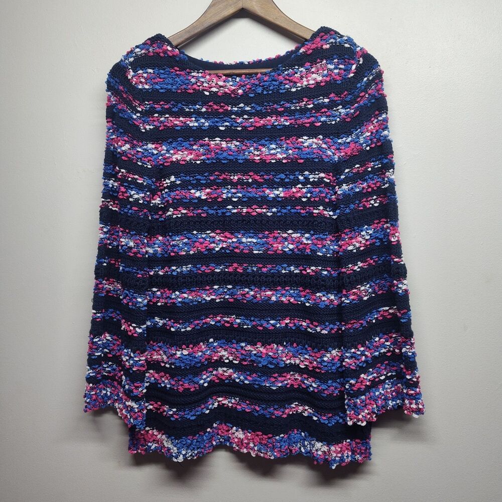 Ruby Rd. Chunky Knit Sweater Women Size  S Blue Pink Feminine Winter Casual